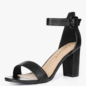 Allegra K Elegant Black Strap Heels